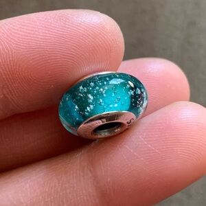 NWOT  Disney, Ariel's Signature Color Murano Glass Charm Sterling Silver 925